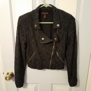 Lace metallic moto jacket M